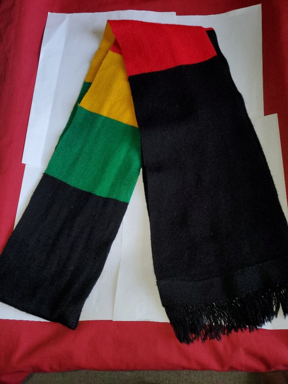 VINTAGE RASTA REGGAE LONG MULTICOLOR STRIPED SCARF
